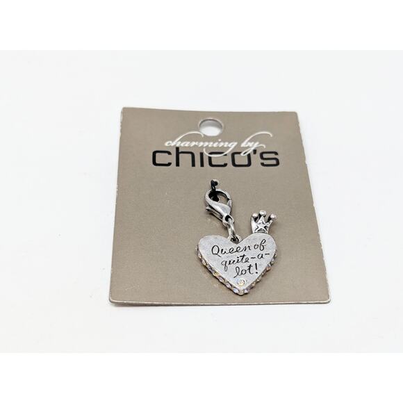 Chico's Jewelry - Charming by Chico's Charm Silver Tone Queen of Quite-A-Lot Crown Heart New